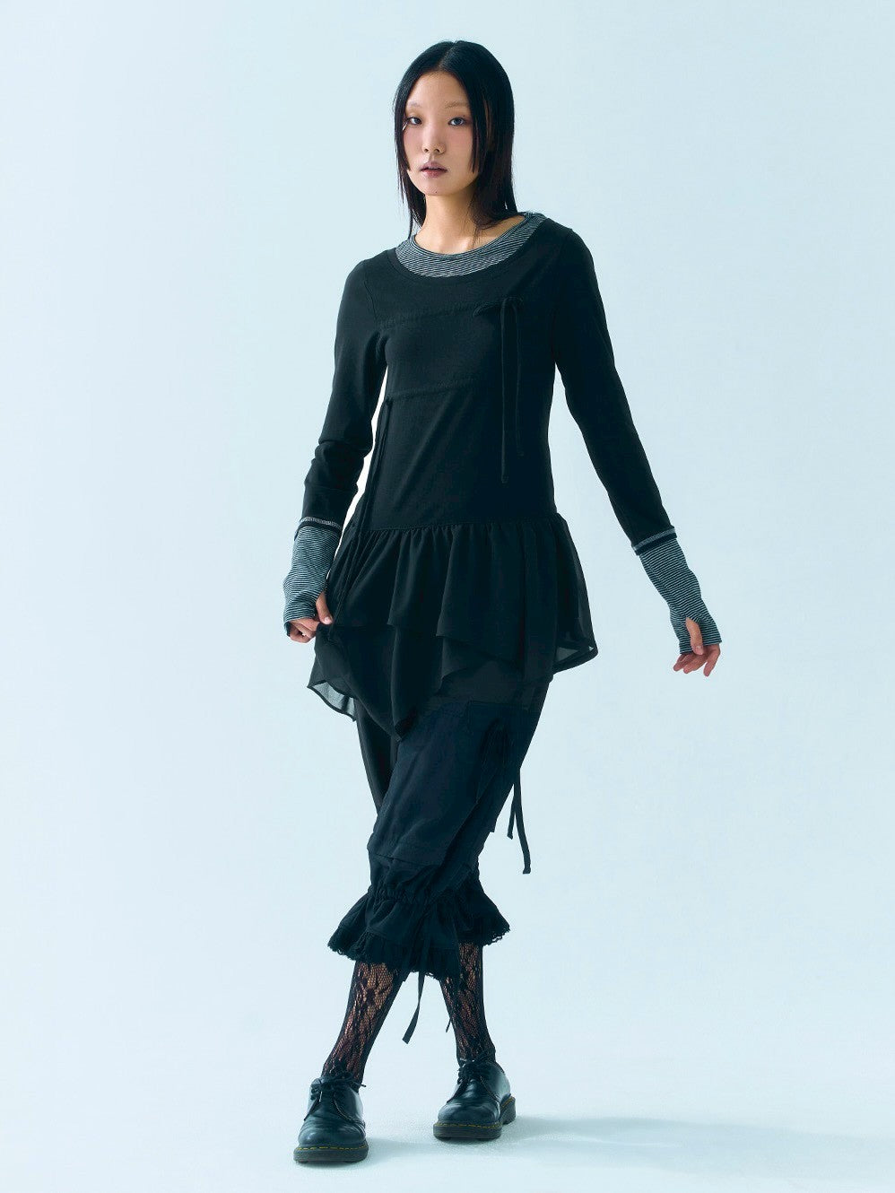 【TUOMIO】LAYERED TAIL RIBBON TOP