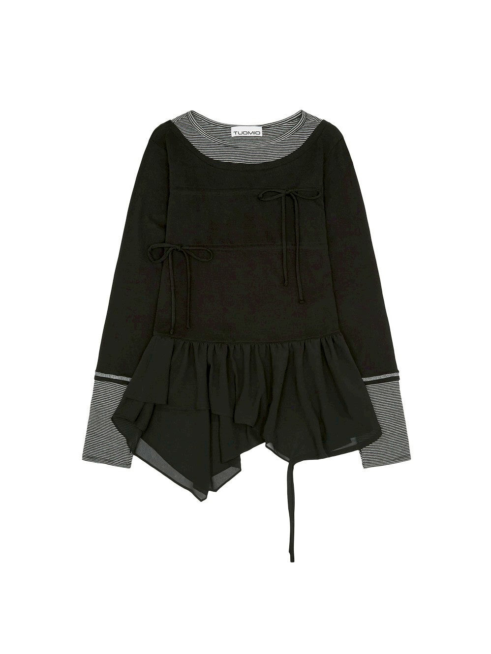 【TUOMIO】LAYERED TAIL RIBBON TOP