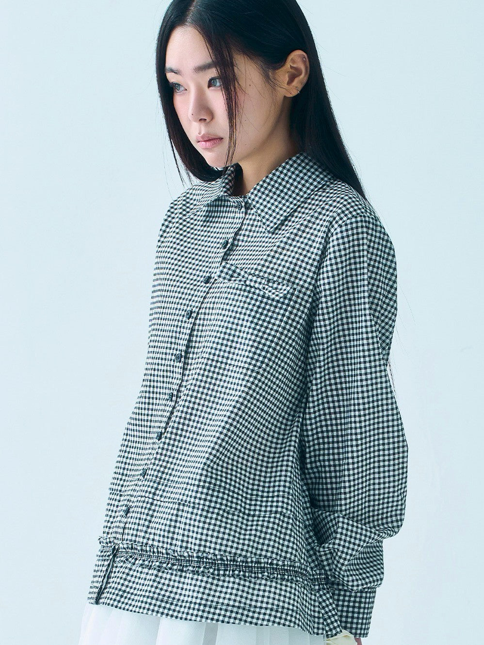 【TUOMIO】RUFFLE CHECK SHIRT