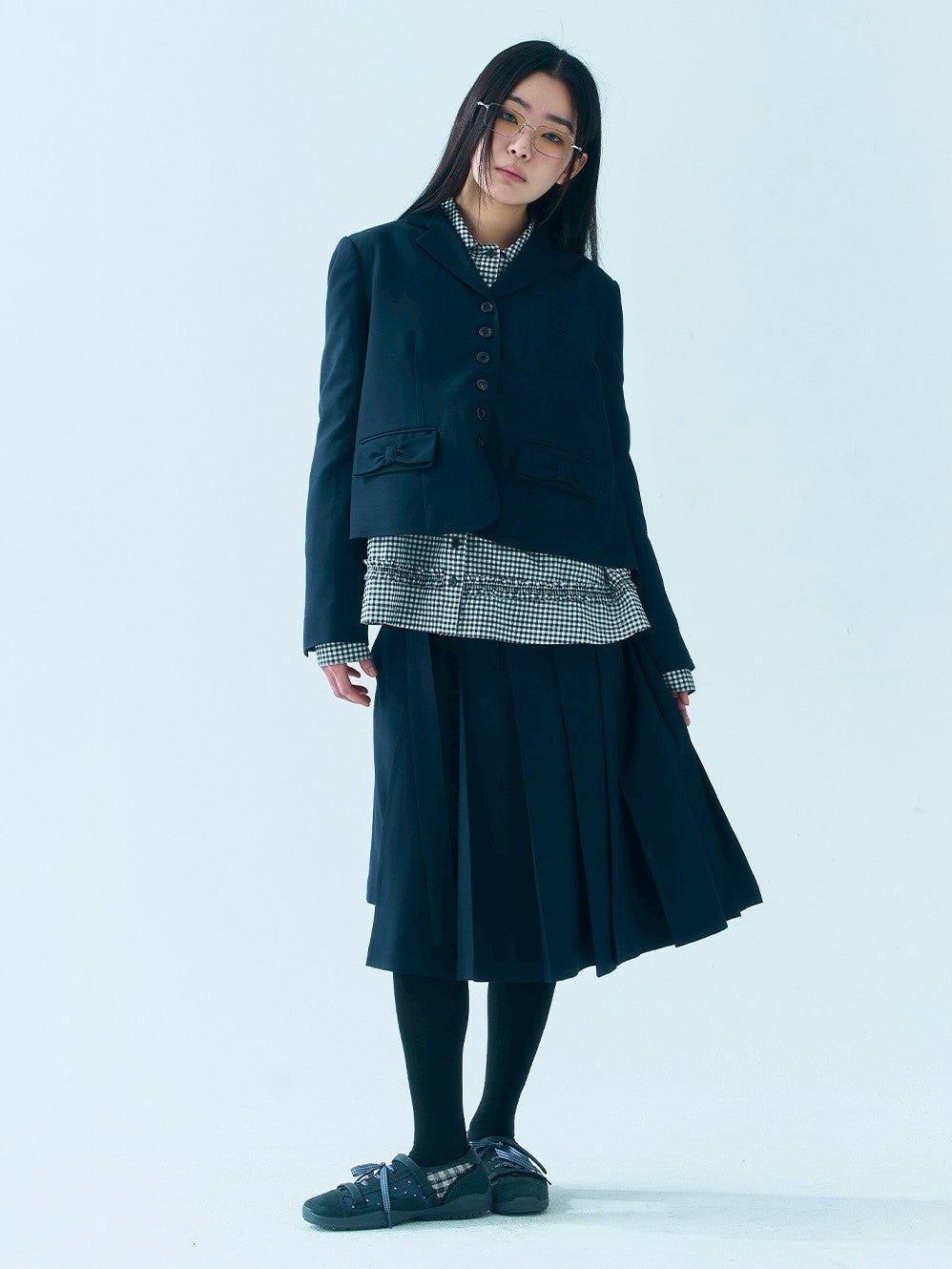 【TUOMIO】RUFFLE CHECK SHIRT