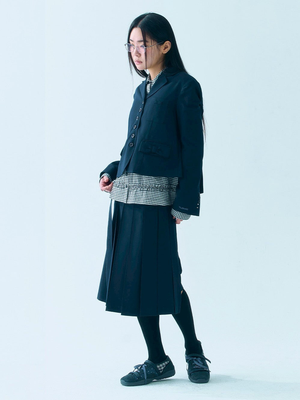 【TUOMIO】RUFFLE CHECK SHIRT