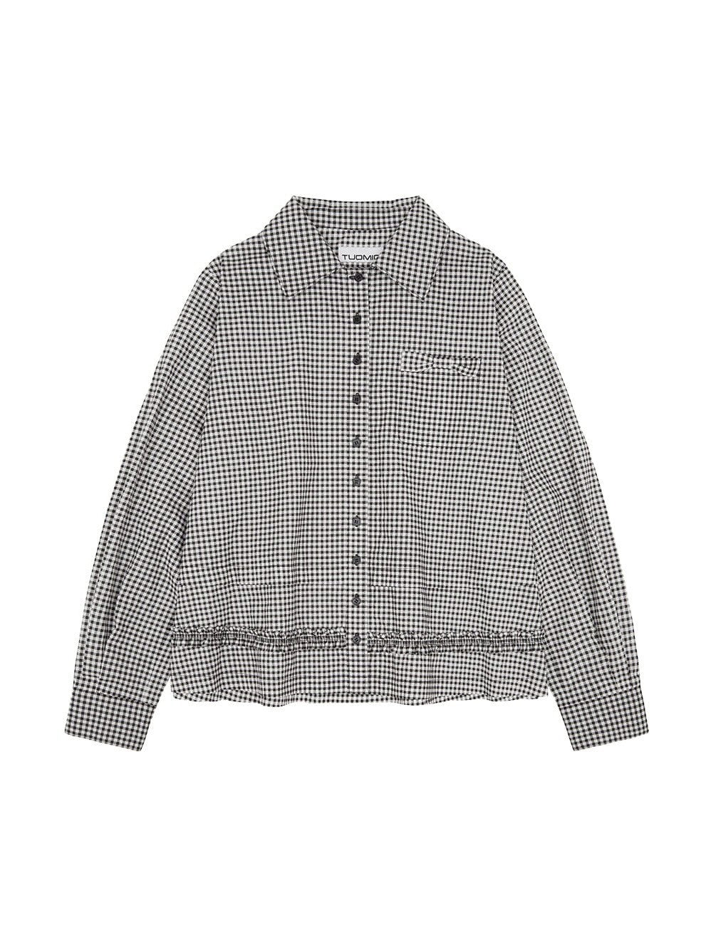 【TUOMIO】RUFFLE CHECK SHIRT