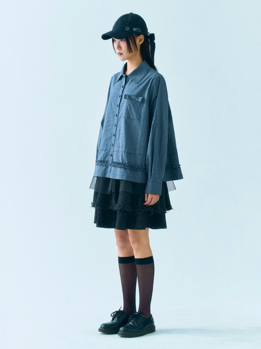 【TUOMIO】RUFFLE CHECK SHIRT