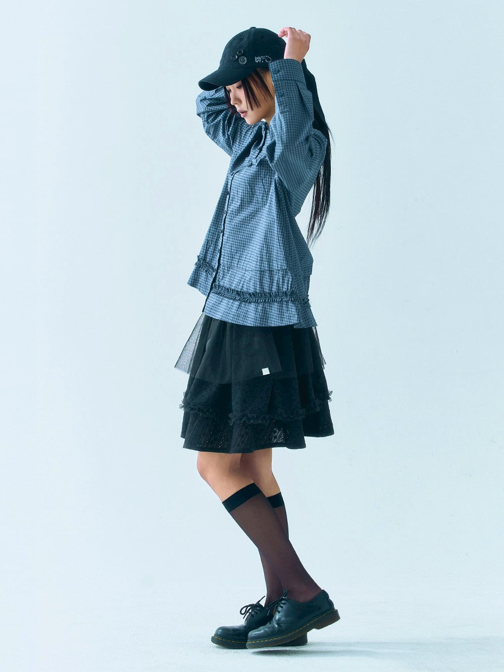 【TUOMIO】RUFFLE CHECK SHIRT