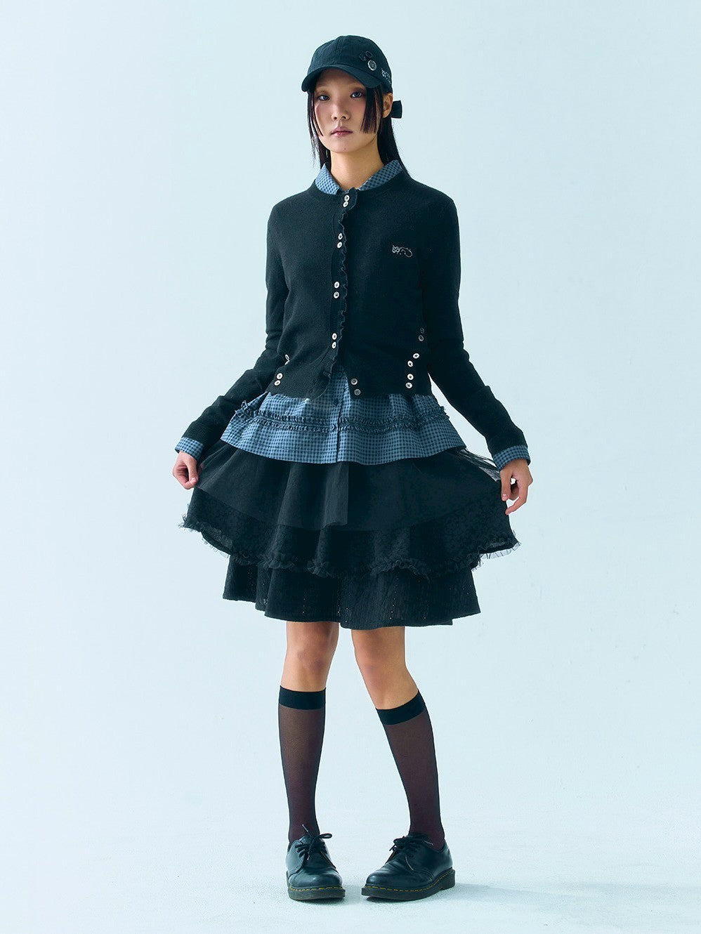 【TUOMIO】RUFFLE CHECK SHIRT