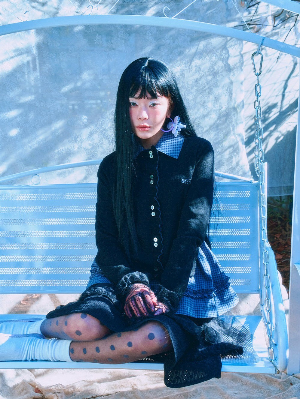 【TUOMIO】RUFFLE CHECK SHIRT