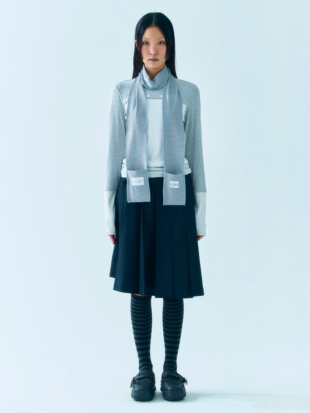 【TUOMIO】STRIPE POCKET SCARF