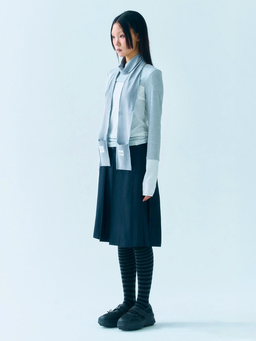 【TUOMIO】STRIPE POCKET SCARF