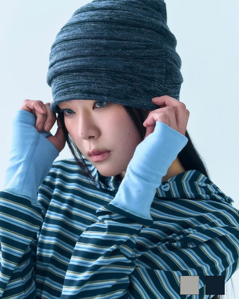 【TUOMIO】STRIPE GLITTER BEANIE