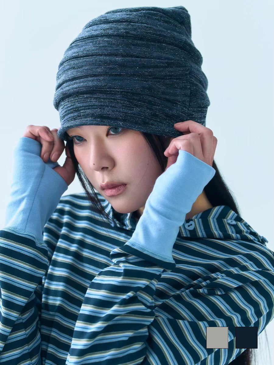 【TUOMIO】STRIPE GLITTER BEANIE