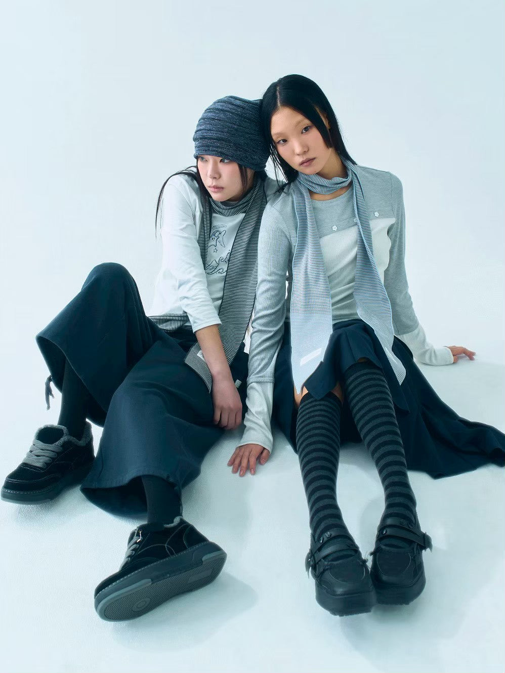 【TUOMIO】STRIPE GLITTER BEANIE