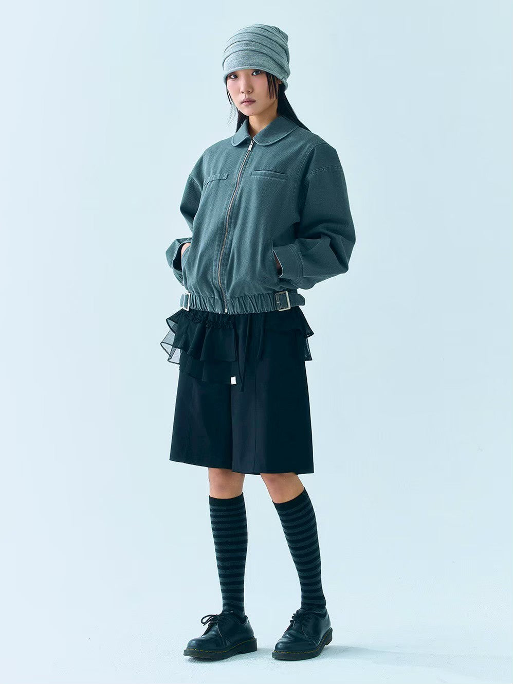 【TUOMIO】STRIPE GLITTER BEANIE