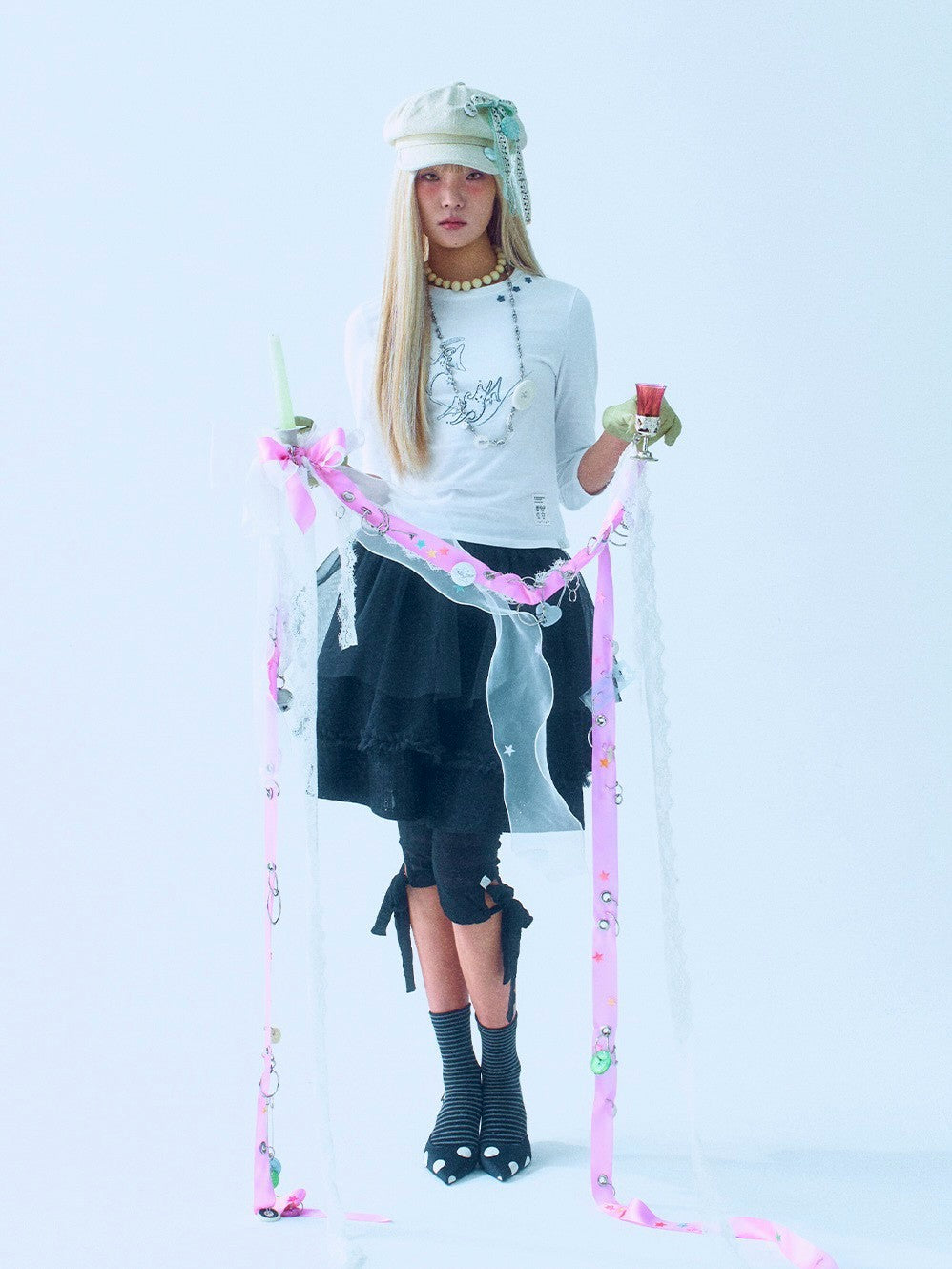 【TUOMIO】STRAPPY FLOWER LEGGINGS