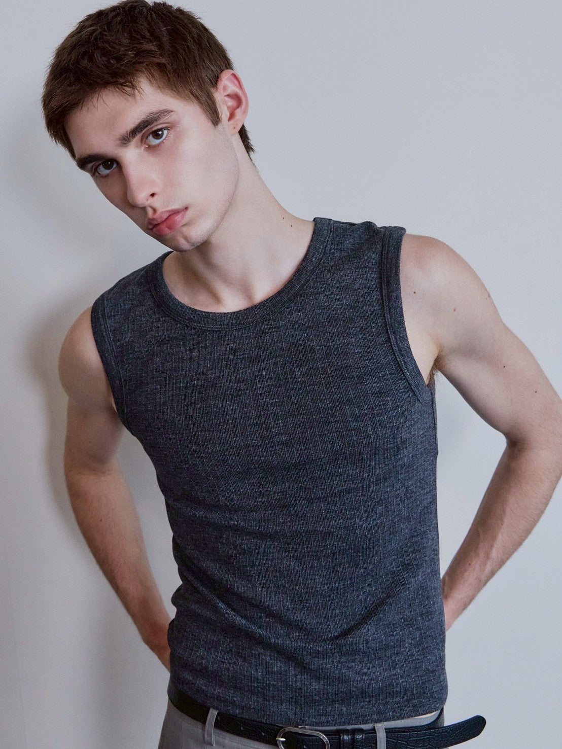 【Waviness】Fluted Ribbed Sleeveless
