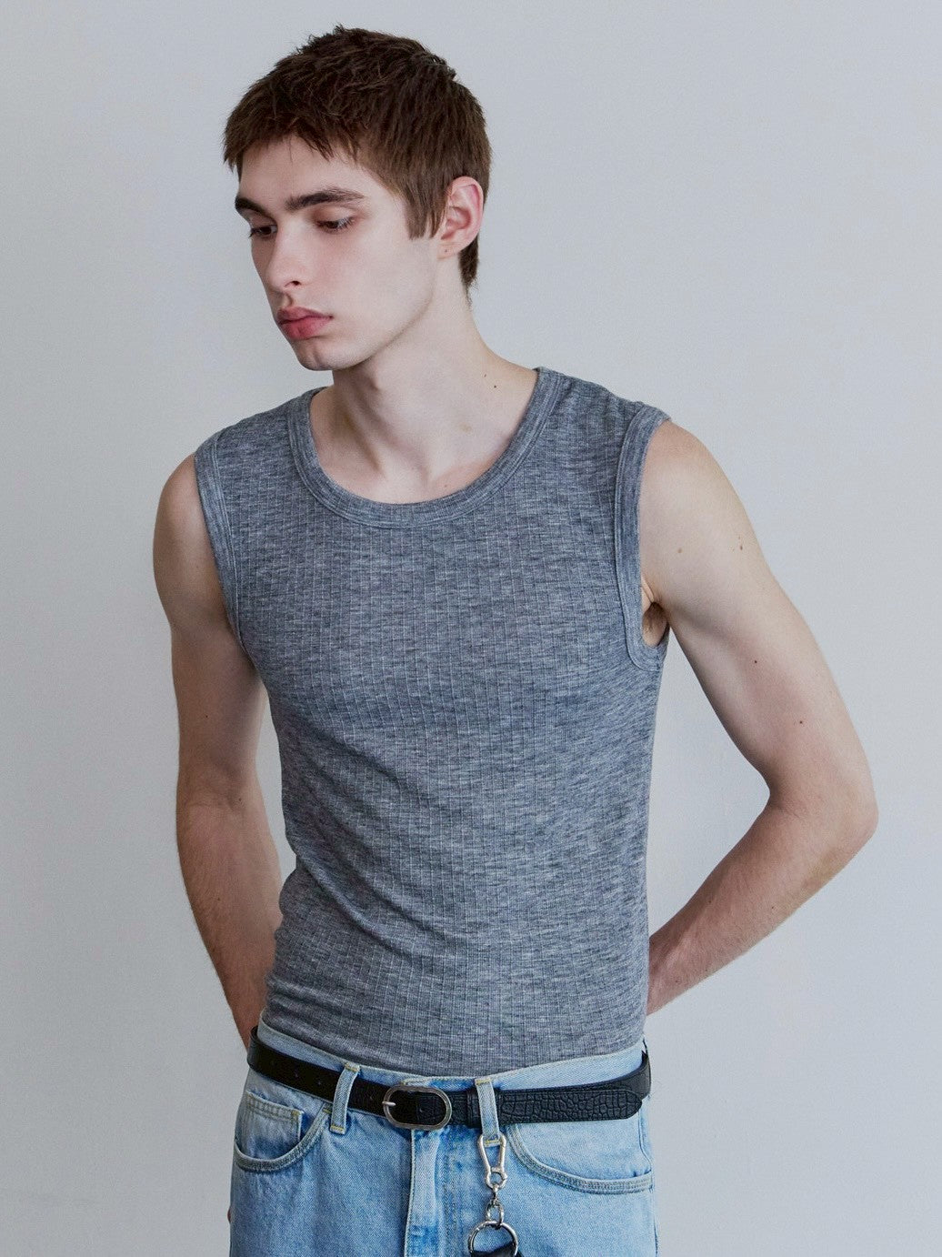 【Waviness】Fluted Ribbed Sleeveless