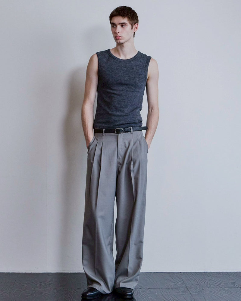 【Waviness】Fluted Ribbed Sleeveless