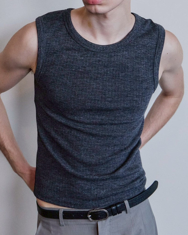 【Waviness】Fluted Ribbed Sleeveless