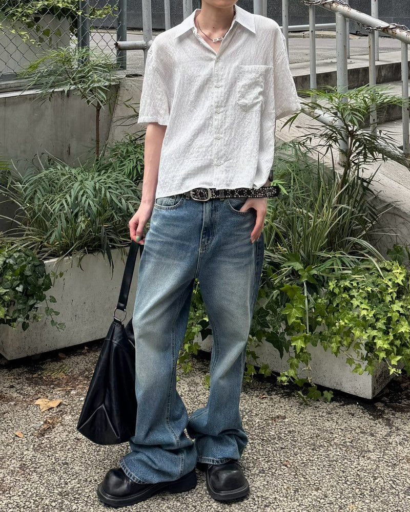 受注制【Chikashitsu +】signature flare denim pants (2color)