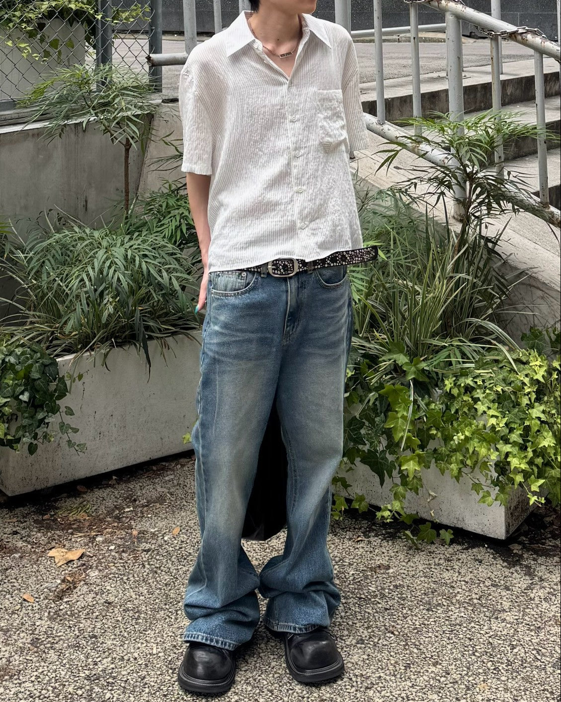 受注制【Chikashitsu +】signature flare denim pants (2color)