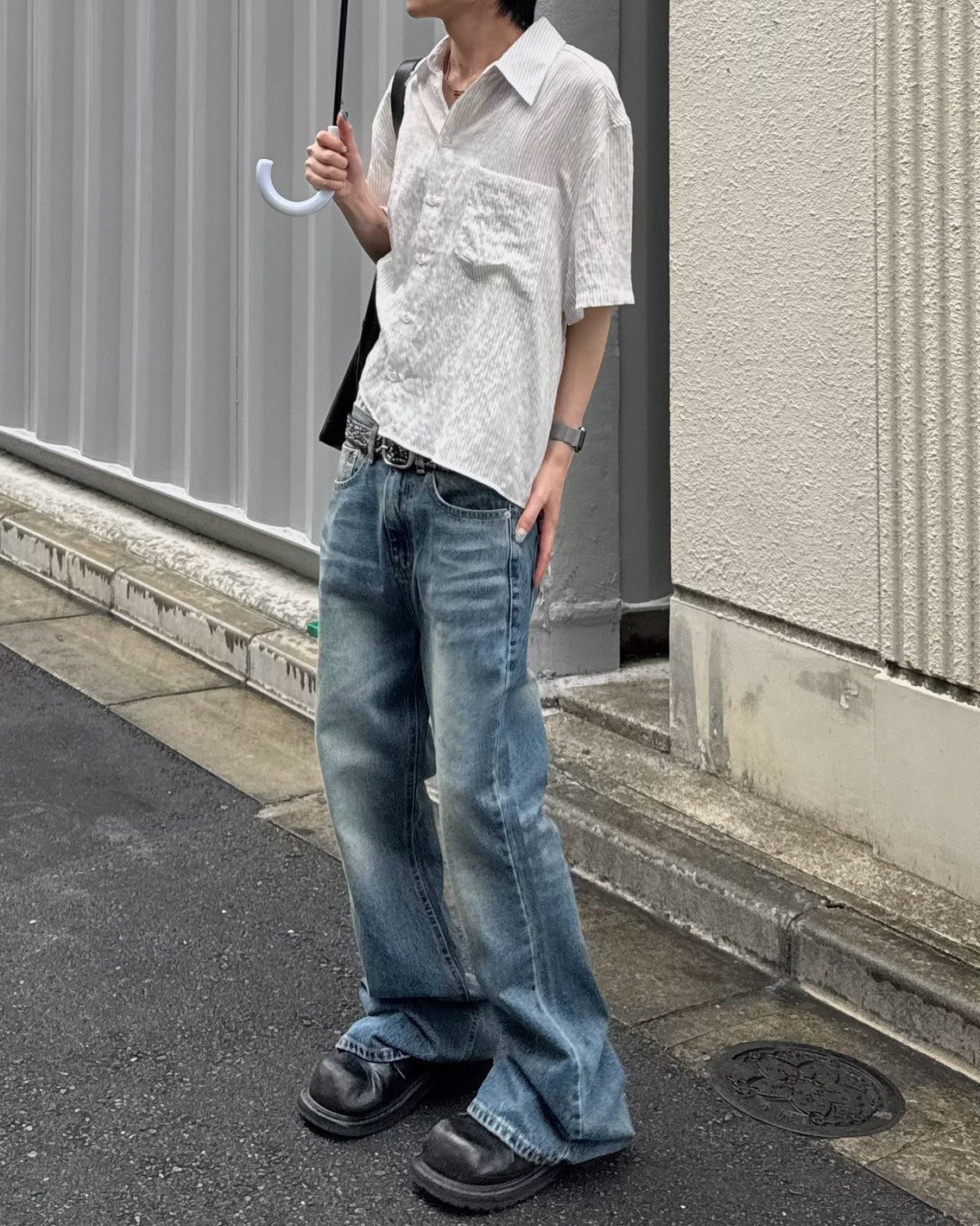 受注制【Chikashitsu +】signature flare denim pants (2color)