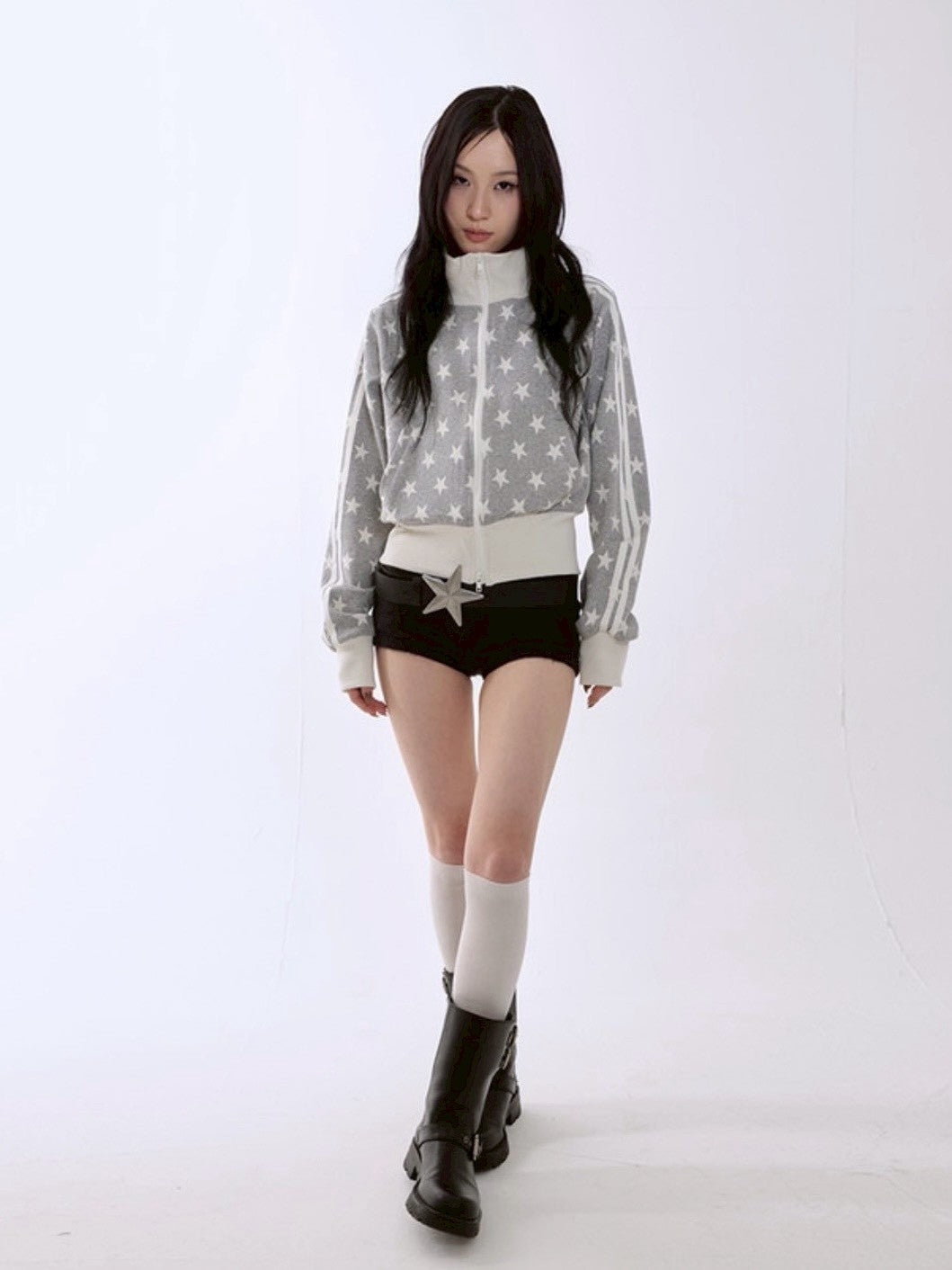 【runningHIGH】STAR JACQUARD ZIP UP JACKET