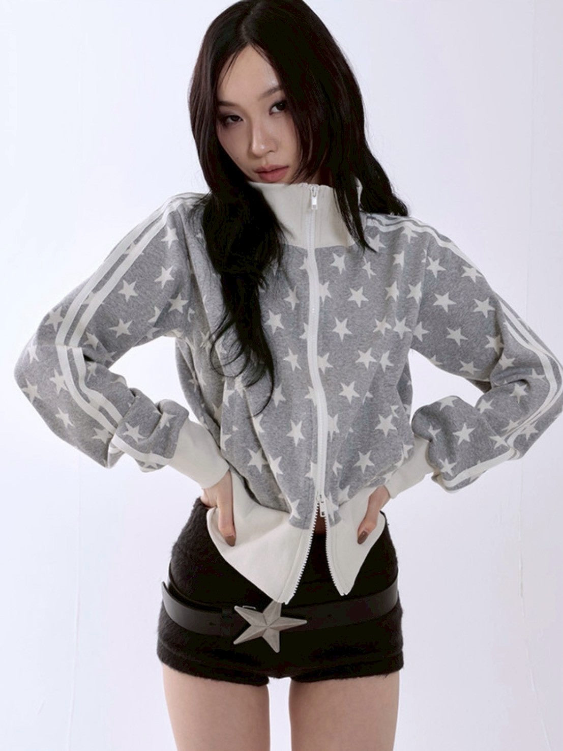 【runningHIGH】STAR JACQUARD ZIP UP JACKET