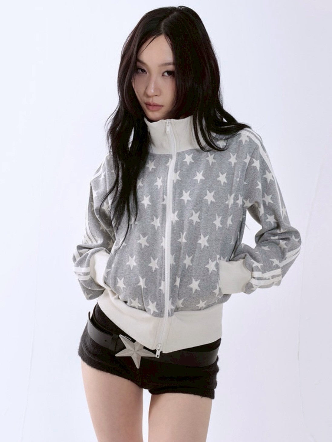 【runningHIGH】STAR JACQUARD ZIP UP JACKET