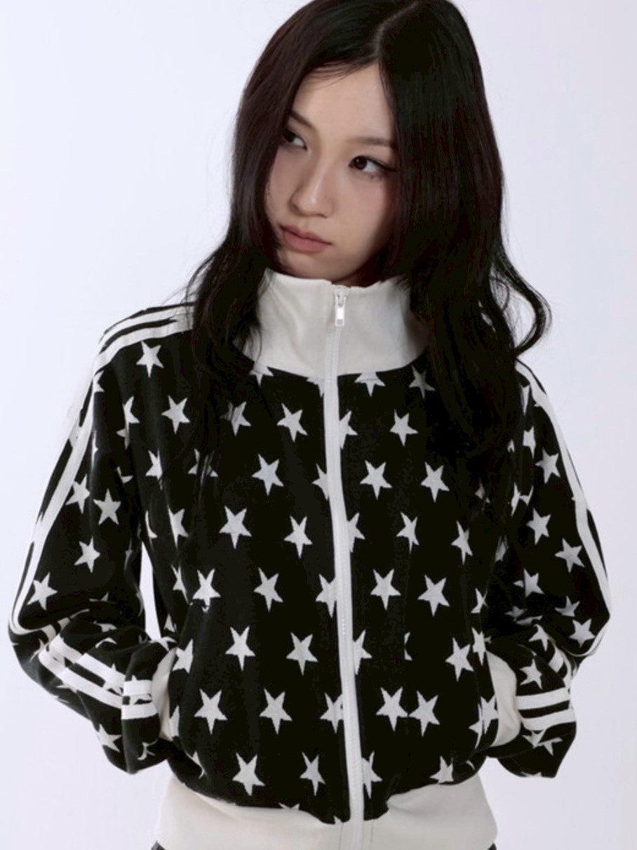 【runningHIGH】STAR JACQUARD ZIP UP JACKET