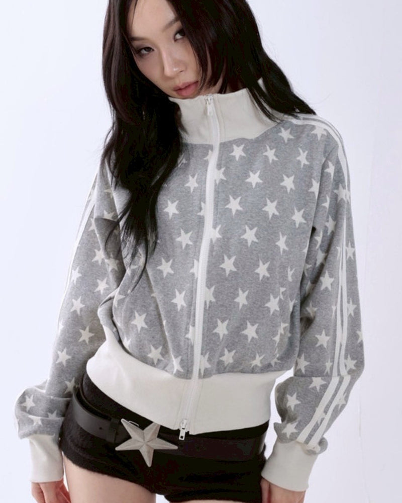 【runningHIGH】STAR JACQUARD ZIP UP JACKET
