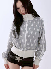 【runningHIGH】STAR JACQUARD ZIP UP JACKET
