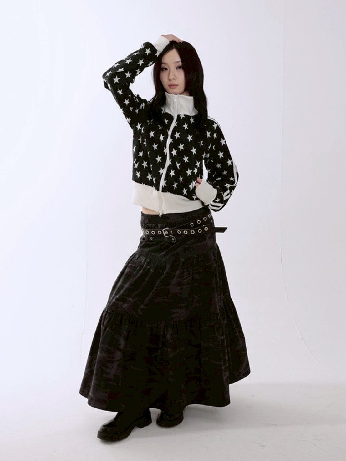 【runningHIGH】STAR JACQUARD ZIP UP JACKET