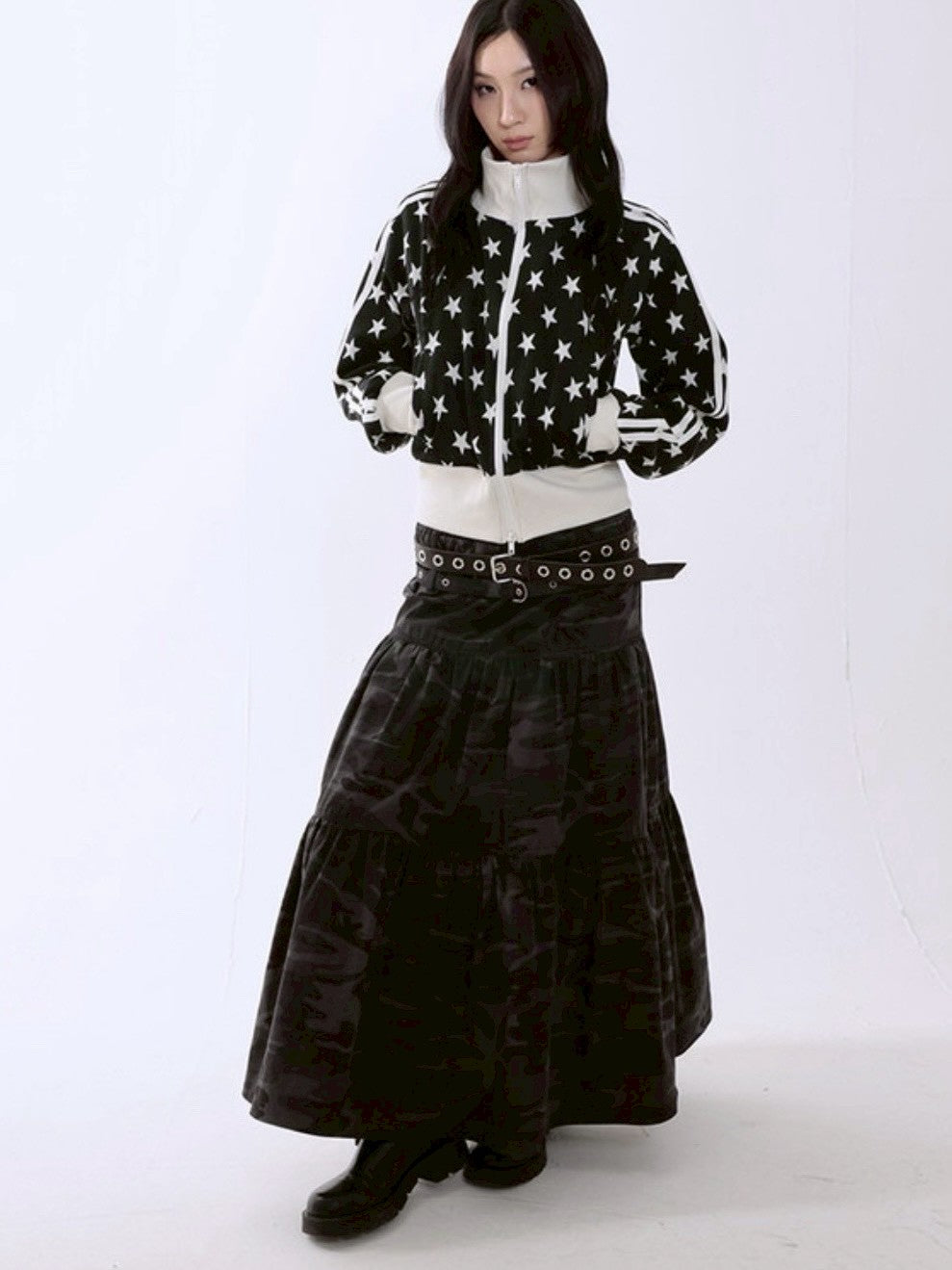 【runningHIGH】STAR JACQUARD ZIP UP JACKET