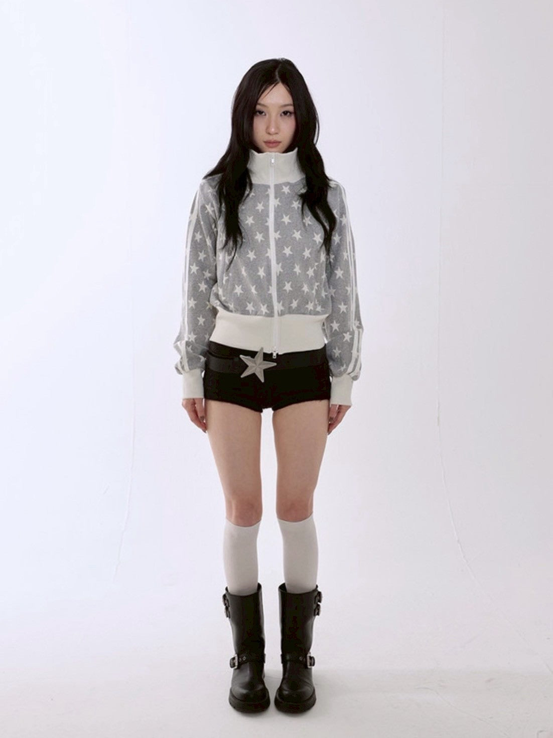 【runningHIGH】STAR JACQUARD ZIP UP JACKET