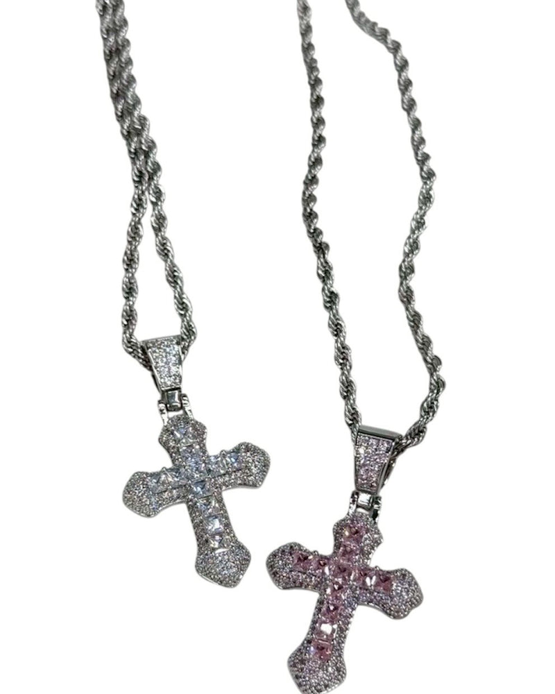 受注制【nmtc+】zirconia cross necklace (2color)