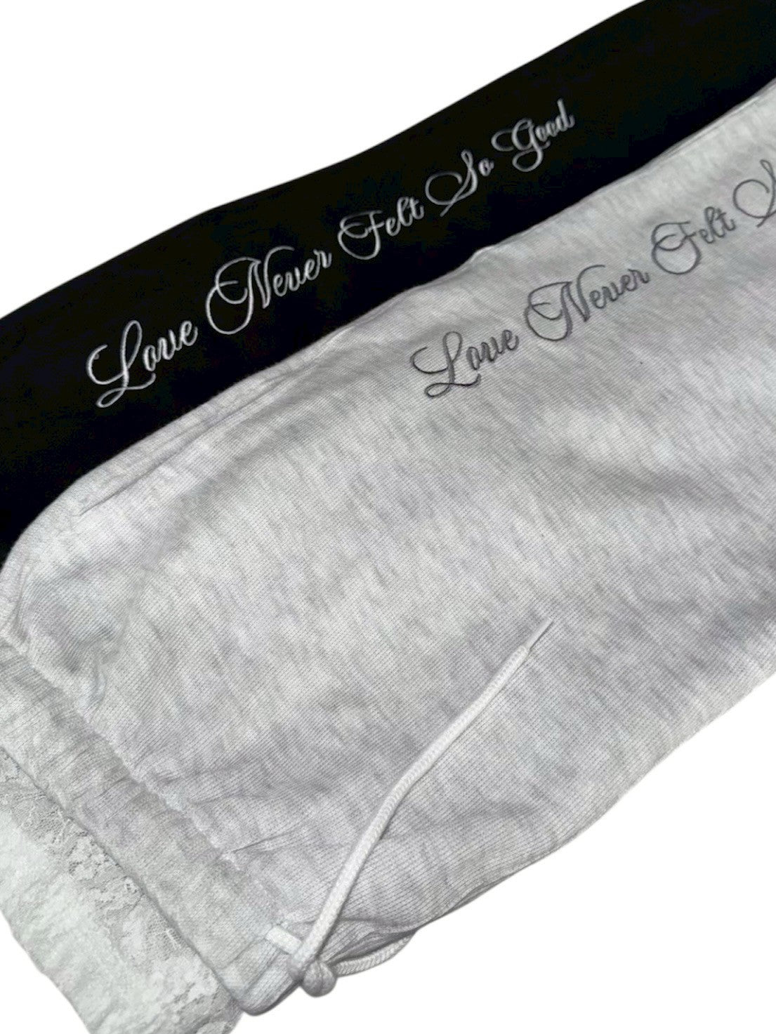 受注制【nmtc +】lace layered sweat pants (2color) / 【エヌエムティーシープラス】レースレイヤードスウェットパンツ