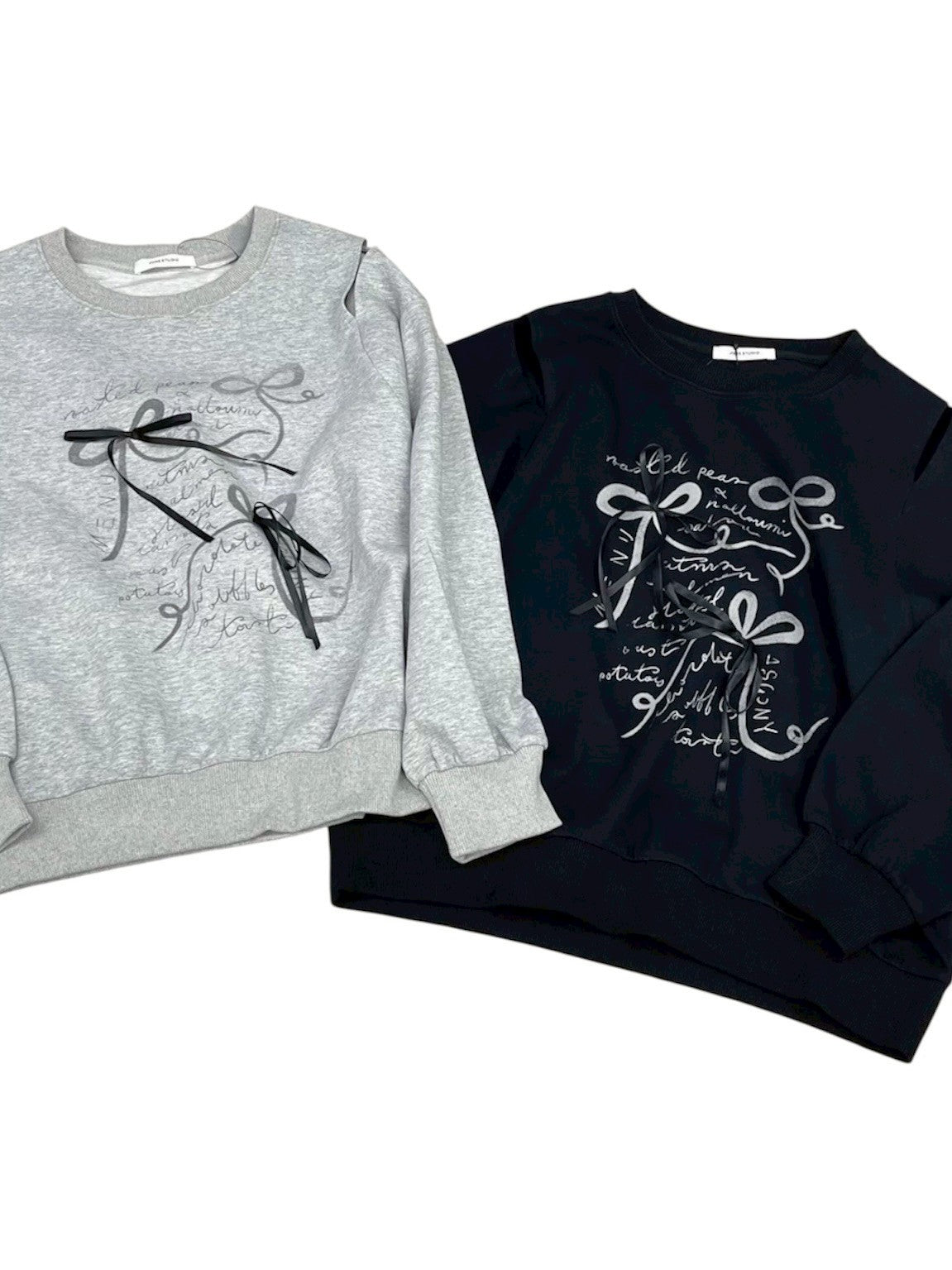 受注制【nmtc +】ribbon design sweat shirts (2color) / 【エヌエムティーシープラス】リボンデザイン長袖スウェット