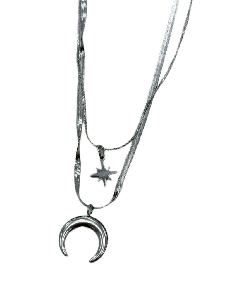受注制【nmtc+】star and moon titanium necklace