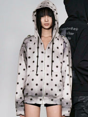 【bonnae】Dusty dot zip-up hoodie