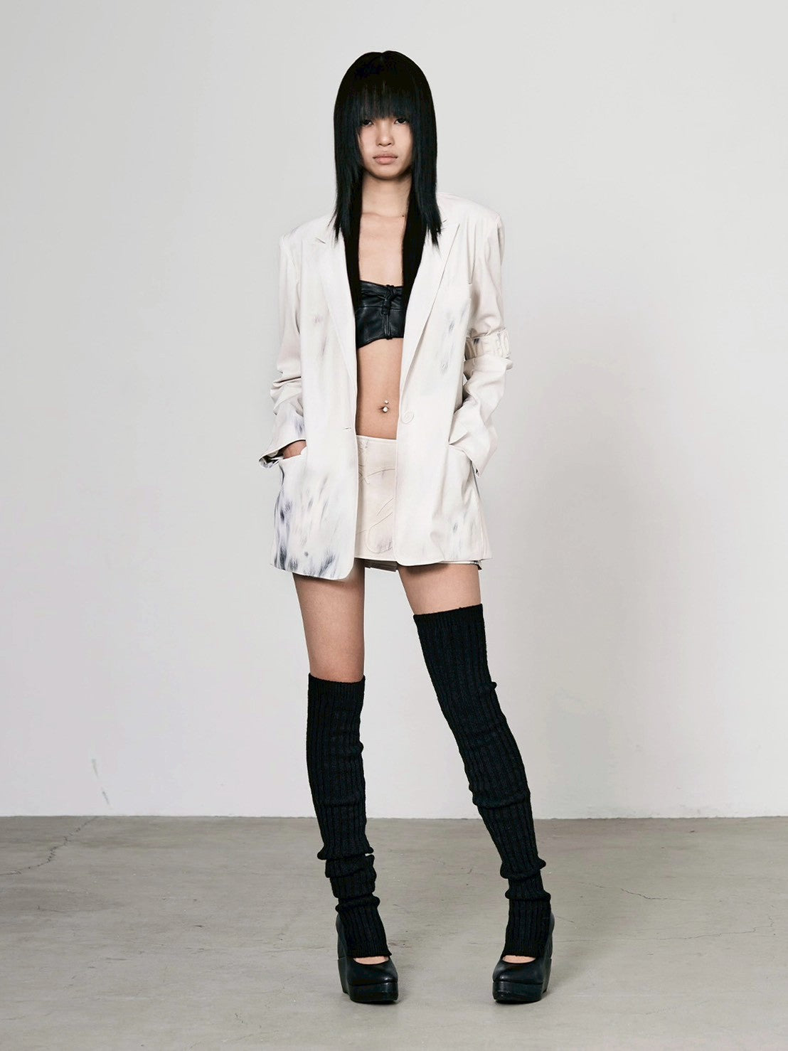 【bonnae】Embossed micro pleated skirt