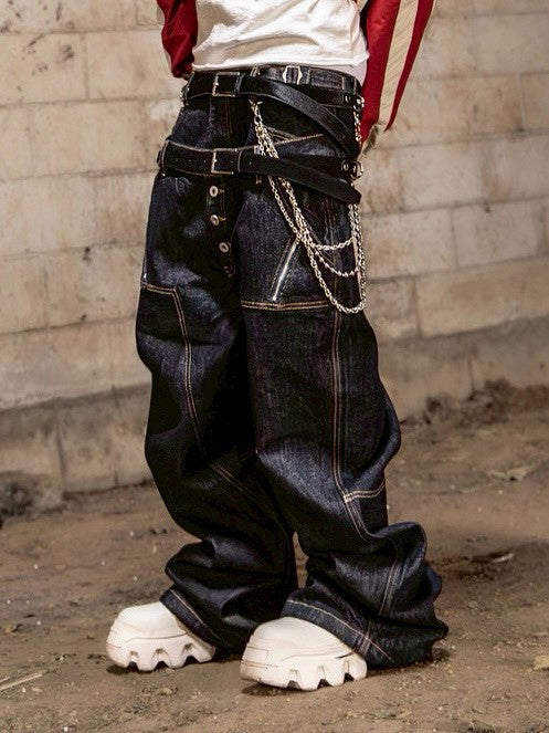 【roaringrad】Double Obi Zip Denim Pants