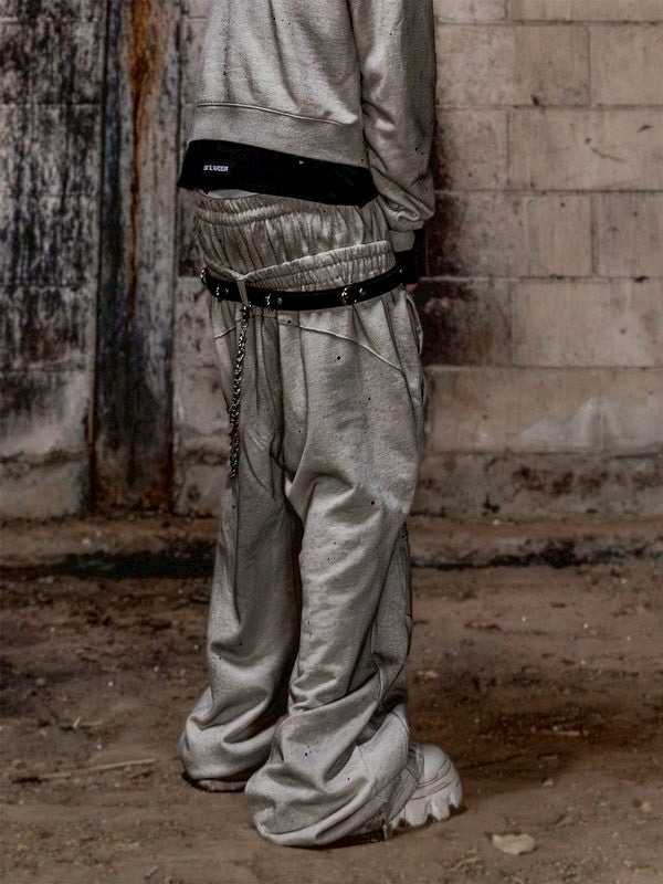 【roaringrad】Dirty Double Waist Sweat Pants