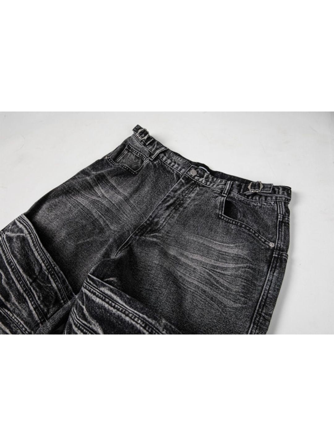 【roaringrad】Washed Flip Knee Denim Pants