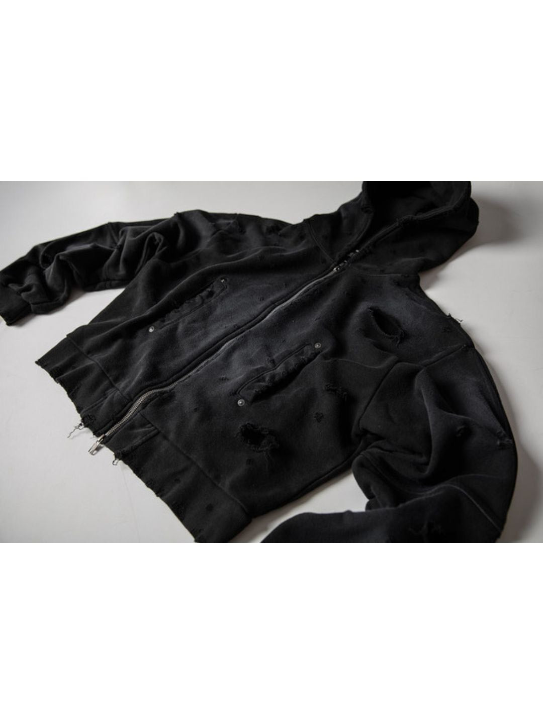 【roaringrad】Destroyed Crop Hoodie Jacket