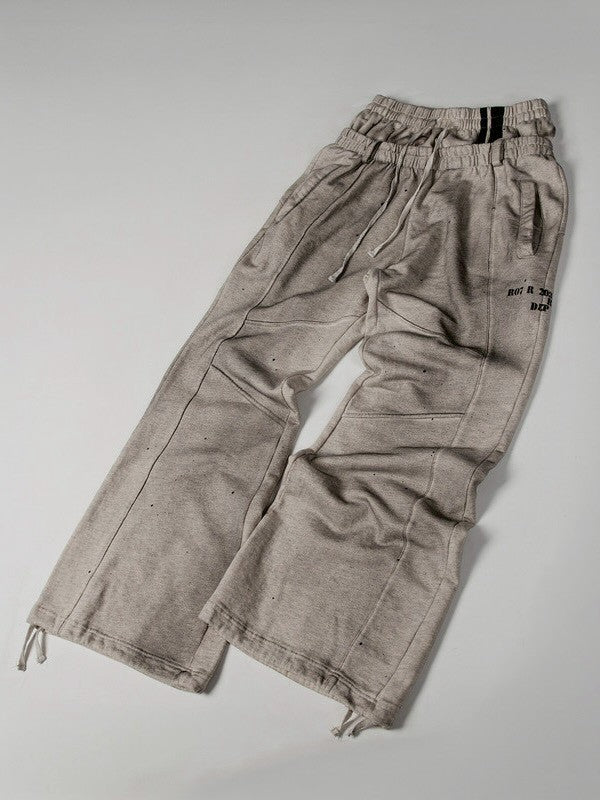 【roaringrad】Dirty Double Waist Sweat Pants