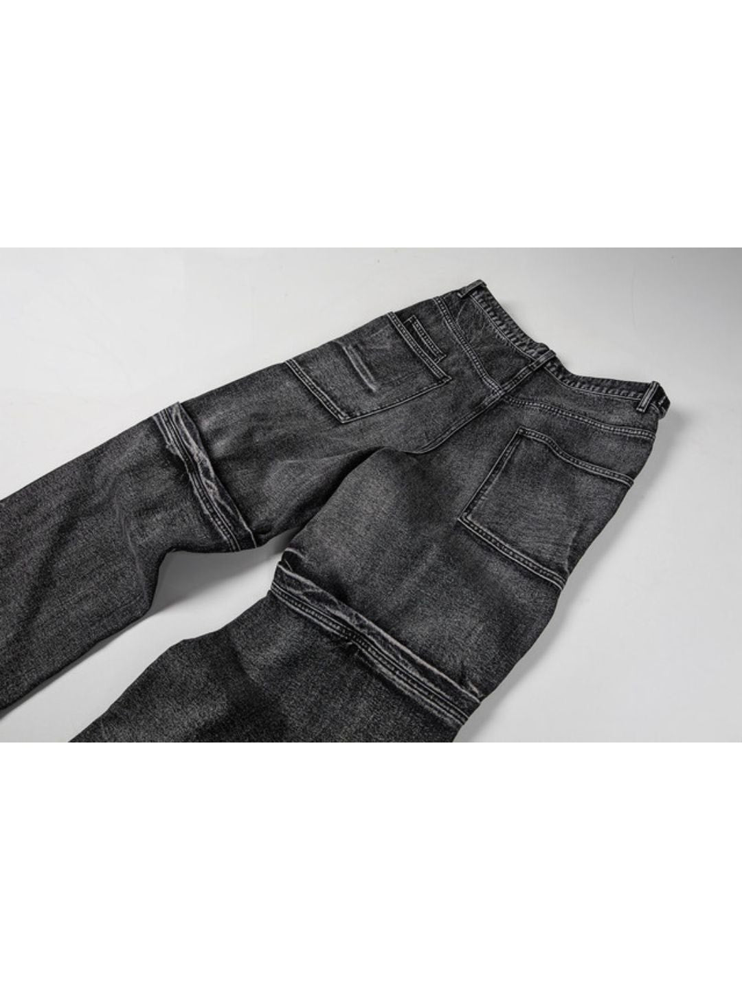 【roaringrad】Washed Flip Knee Denim Pants