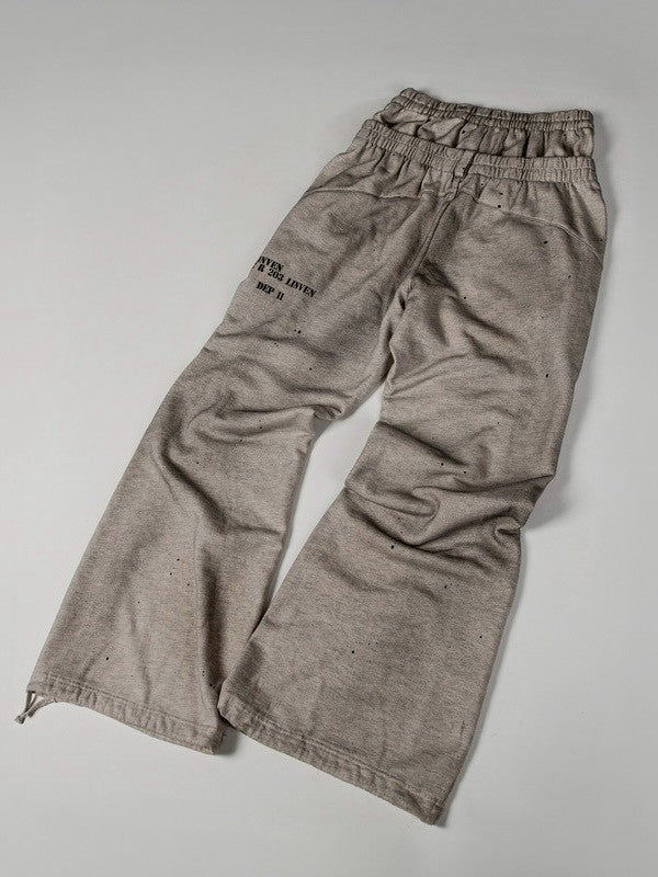 【roaringrad】Dirty Double Waist Sweat Pants