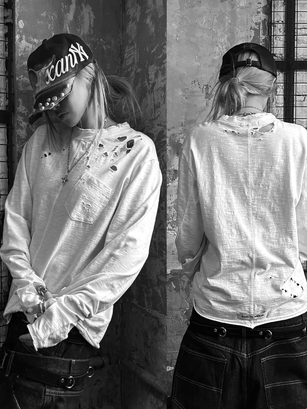 【roaringrad】Slub Distressed Long Sleeve