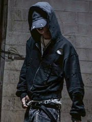【roaringrad】Destroyed Crop Hoodie Jacket