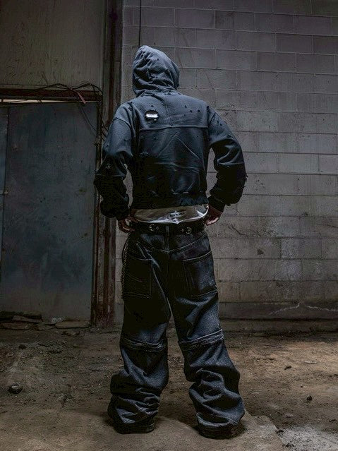 【roaringrad】Destroyed Crop Hoodie Jacket