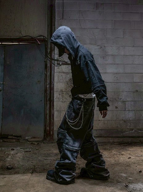 【roaringrad】Destroyed Crop Hoodie Jacket